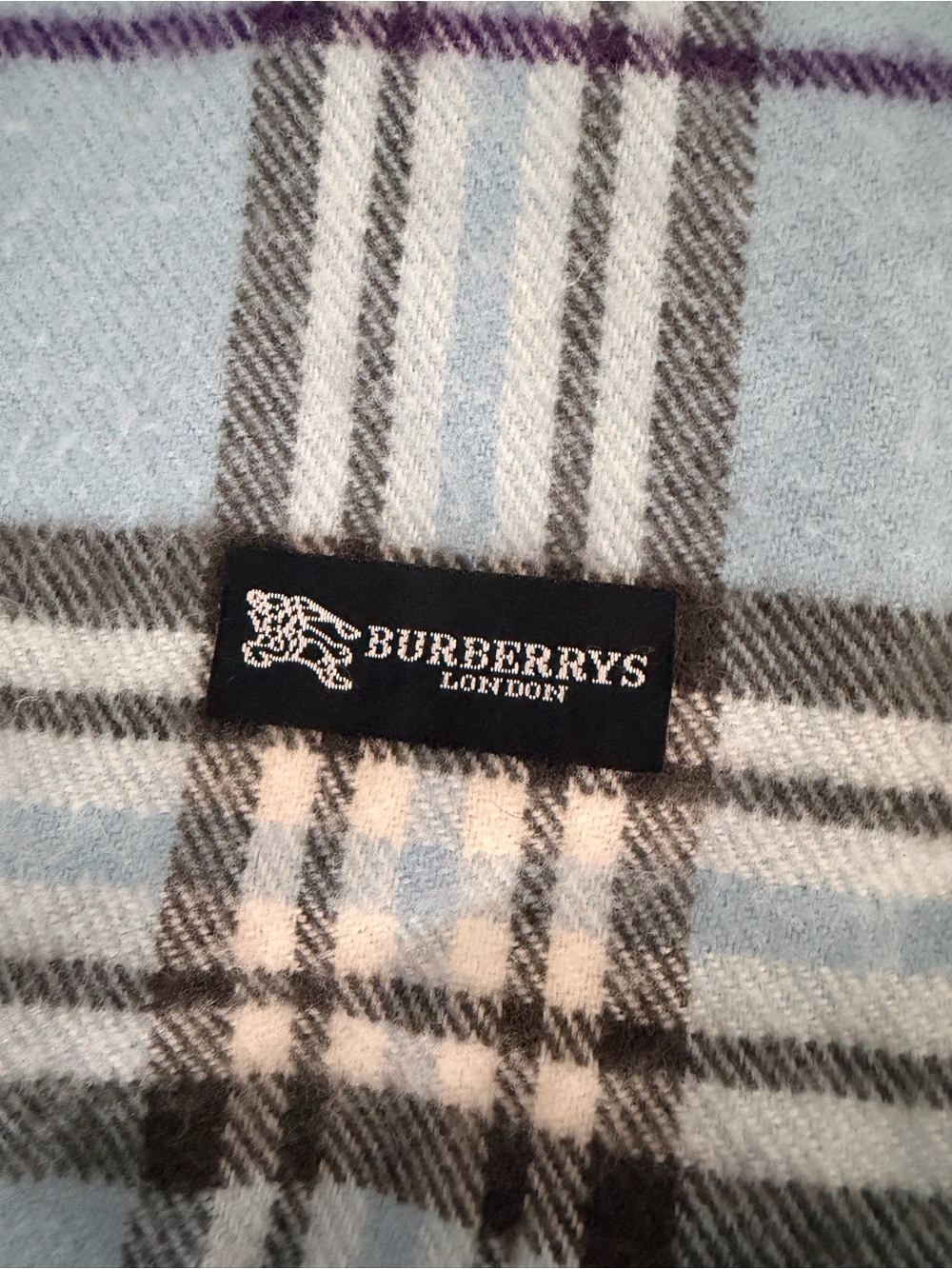 Vintage Burberrys London Light Blue Nova Check Fringe Scarf - Picture 3 of 5